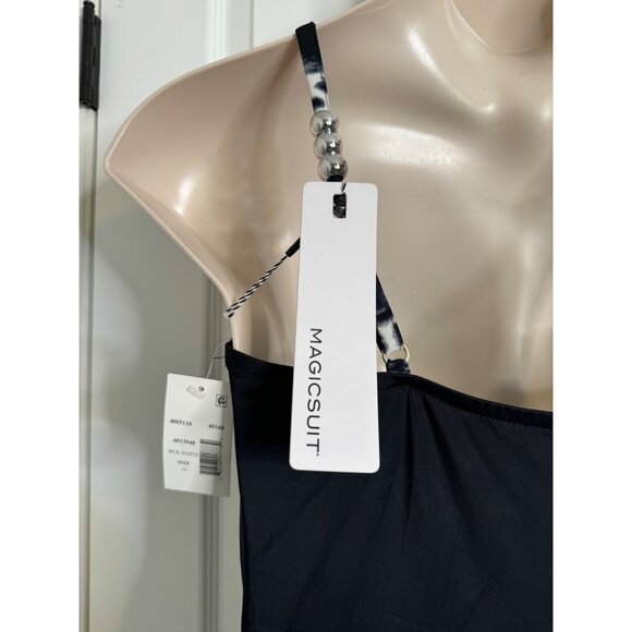 Magicsuit Size 16 Black White One Piece Swimsuit Built in Bra Ruched Front NWT - Picture 7 of 12